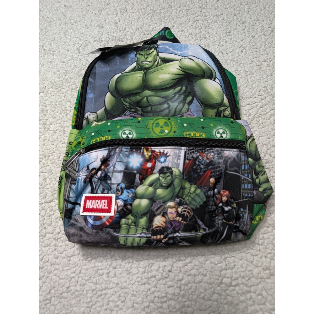 Marvel Kids Mini Backpack Avengers Hulk Comic Print Green Canvas OS